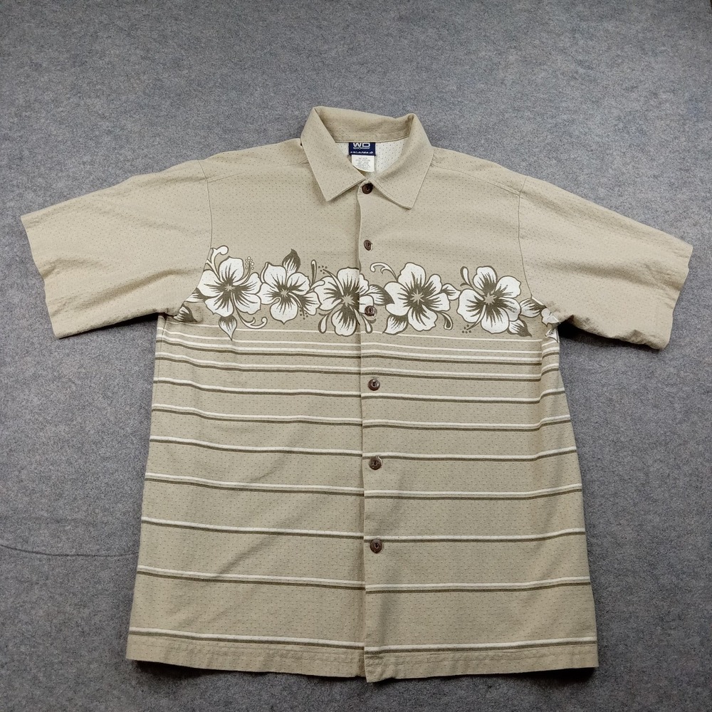 WD Sportswear Shirt Mens Large Vtg Hawaiian Floral Button‎ Front Cotton Casual